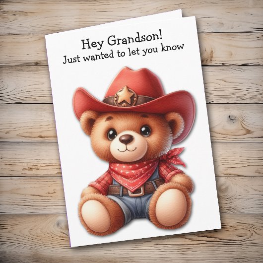 Teddy Bear Cowboy Kleinzoon Valentijn Kaart