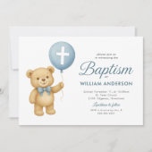 Teddy Bear & Cross doop uitnodiging (Voorkant)