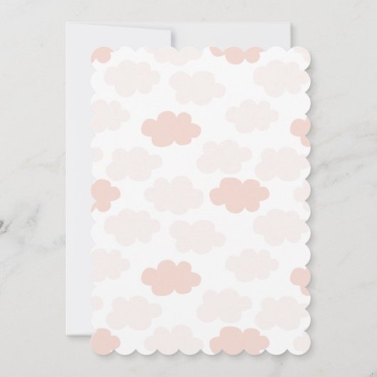 Teddy Bear Cub Pink Clouds 1e verjaardag Uitnodigi Kaart (Achterkant)