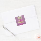 Teddy Bear Cupcake Vierkante Sticker (Envelop)
