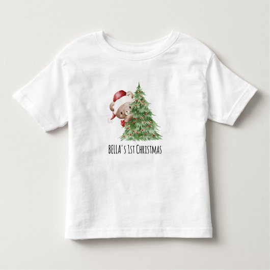 Teddy Bear Custom Baby’s First Christmas  Kinder Shirts (Voorkant)