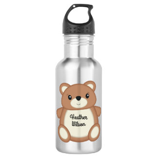 Teddy Bear Cute Kinder Water Flacon met naam Waterfles