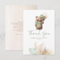 Teddy Bear Cute Sage Green Baby shower Merci