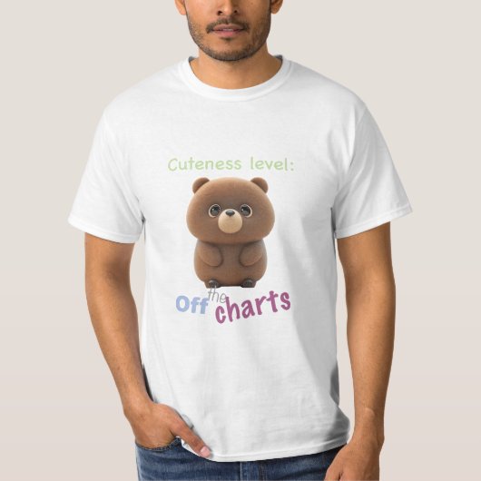 Teddy Bear Cuteness Level Leuk Schattig Grappig T-shirt (Voorkant)