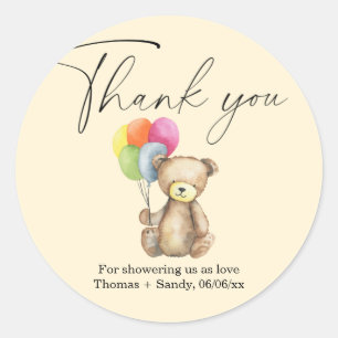 Teddy Bear - Dank je Baby shower feest Ronde Sticker