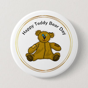 Teddy Bear Day Button met gebarsten Beer