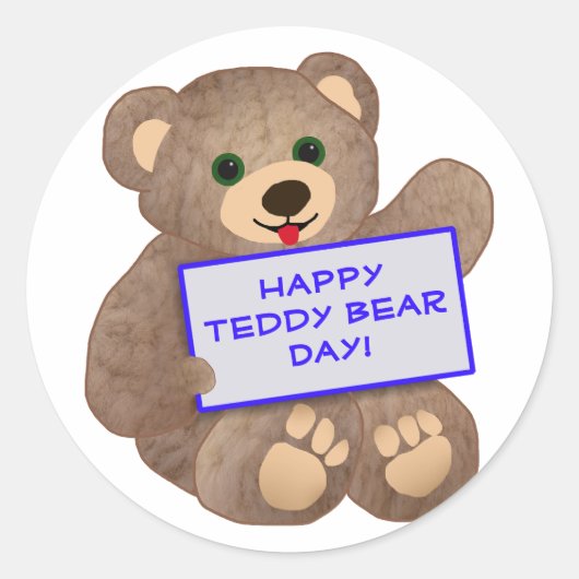 Teddy Bear Day Ronde Sticker (Voorkant)