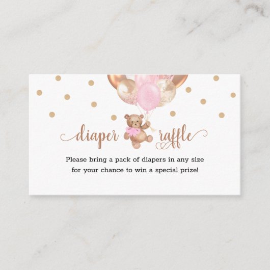 Teddy Bear Diaper Raffle Baby shower Enclosure Car Informatiekaartje (Voorkant)