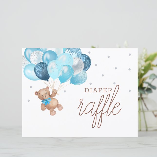 Teddy Bear Diaper Raffle Game Sign Baby shower (Staand voorkant)