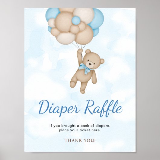Teddy Bear Diaper Raffle Poster (Devant)