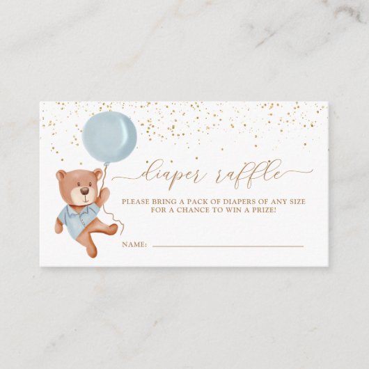 Teddy Bear Diaper Raffle Ticket Enclosure Card Informatiekaartje (Voorkant)