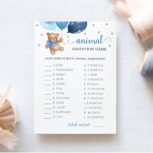 Teddy Bear Dierlijke Gestatie Spel Baby shower Kaa Kaart