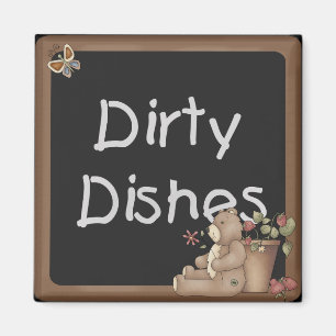 Teddy Bear Dirty Dishes Dishwasher Magnet Magneet