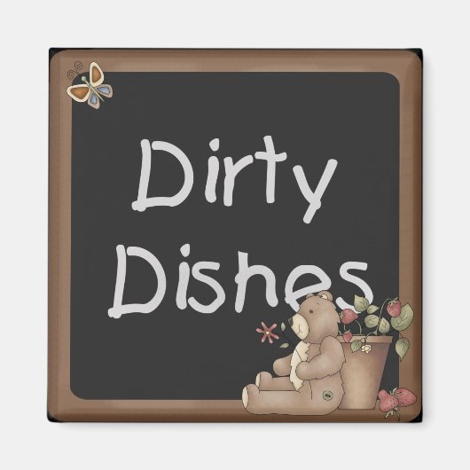 Teddy Bear Dirty Plats Lave-vaisselle Magnet (Devant)