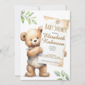 Teddy Bear Douche gepersonaliseerde uitnodiging (Voorkant)