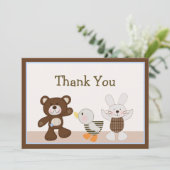 Teddy Bear Duckie Bunny Hartelijk dank Bedankkaart (Staand voorkant)