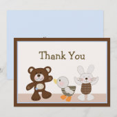 Teddy Bear Duckie Bunny Hartelijk dank Bedankkaart (Voorkant / Achterkant)