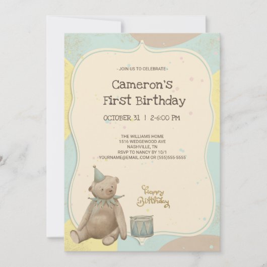 Teddy Bear Eerste uitnodiging (Voorkant)