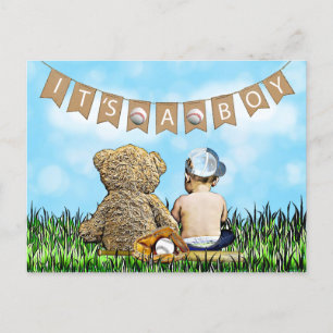 Teddy Bear en Baby Baseball Boy Baby shower Briefkaart