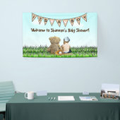 Teddy Bear en Baby Baseball Boy Baby shower Spandoek (Beurs)