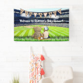 Teddy Bear en Baby Baseball Field Baby shower Spandoek (Insitu)