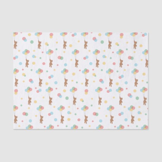 Teddy Bear en Balloons Cute Pattern Baby Gift Tissuepapier (Voorkant)