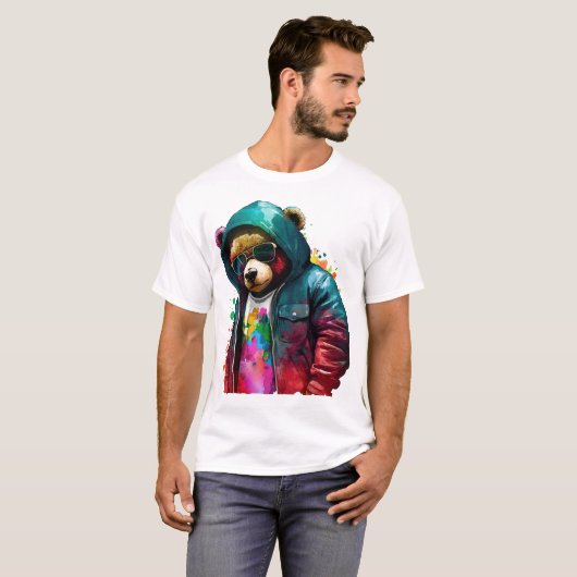 Teddy Bear en de stijl van de rapper T-shirt (Voorkant volledig)