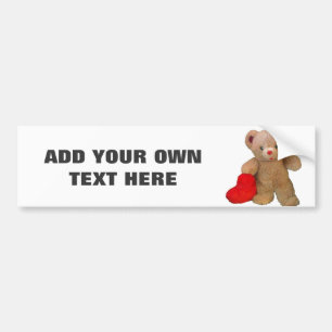 Teddy Bear en Heart met Jouw tekst Bumpersticker