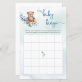 Teddy Bear Eucalyptus Wreath Boy Baby Bingo Game (Voorkant / Achterkant)