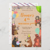 Teddy Bear Explorer Invitation Anniversaire (Devant / Derrière)