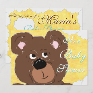 Teddy Bear Face Baby shower Kaart