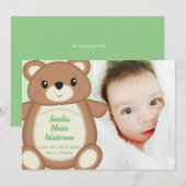 Teddy Bear Faire-part de naissance (Devant / Derrière)