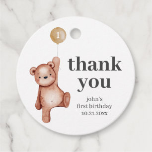 Teddy Bear First Birthday Bedankjes Labels