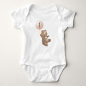 Teddy Bear First Birthday Invitation Romper (Voorkant)
