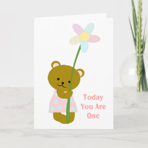 Teddy Bear First Birthday Kaart