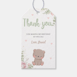 Teddy Bear First Birthday Party Dank u Label Cadeaulabel