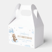 Teddy Bear First Birthday Party Favor Box Bedankdoosjes (Voorkant Zijde)