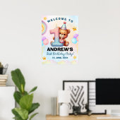 Teddy Bear First Birthday Poster | Nursery & Party (Bureau à domicile)