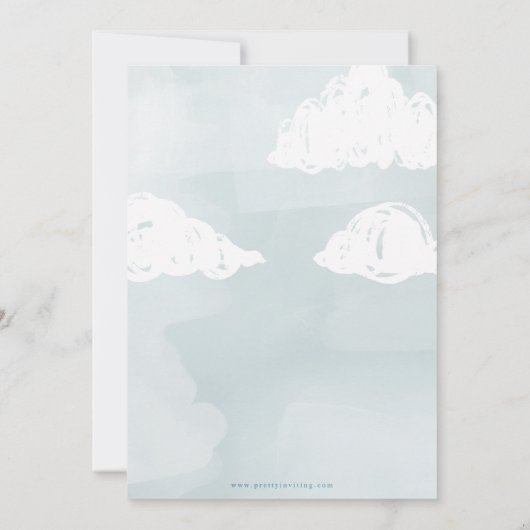 Teddy Bear Floating with Balloons Boy Baby shower Kaart (Achterkant)