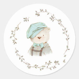 Teddy Bear Floral Baby shower Envelope Seals Ronde Sticker