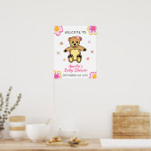Teddy Bear Flower Floral Baby shower Affiche de bi (Cuisine)
