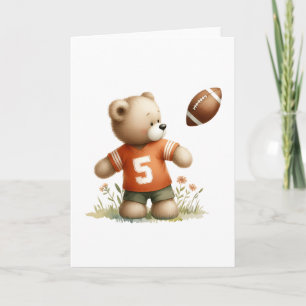 Teddy Bear Football Speler in Oranje Jersey Blank Kaart