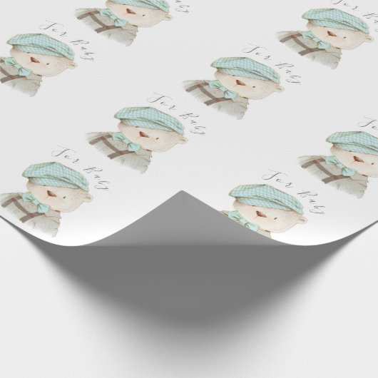 Teddy Bear for Baby Script Baby shower Wrapping Cadeaupapier (Hoek)