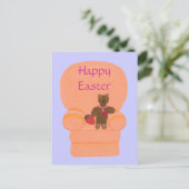 Teddy Bear Fraise Egg Bonne Carte postale de Pâque (Debout devant)