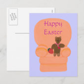 Teddy Bear Fraise Egg Bonne Carte postale de Pâque (Devant / Derrière)