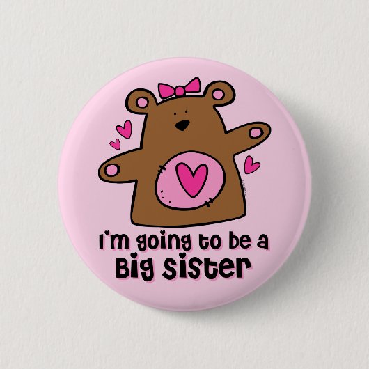 Teddy Bear Future Big Sister Pin Ronde Button 5,7 Cm (Voorkant)