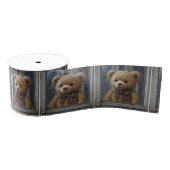 Teddy Bear Gazing Out of a Rainy Window Grosgrain Lint (Spoel)