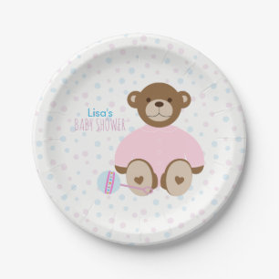 Teddy Bear Gedrukt in roze Baby shower Papier Bord