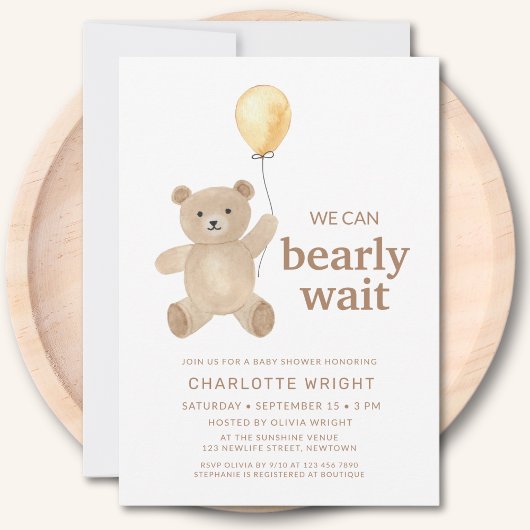Teddy Bear Gender-Neutral Baby Shower Kaart