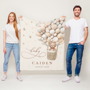 Teddy Bear Gender Neutral Baby shower Nursery Gift Fleece Deken